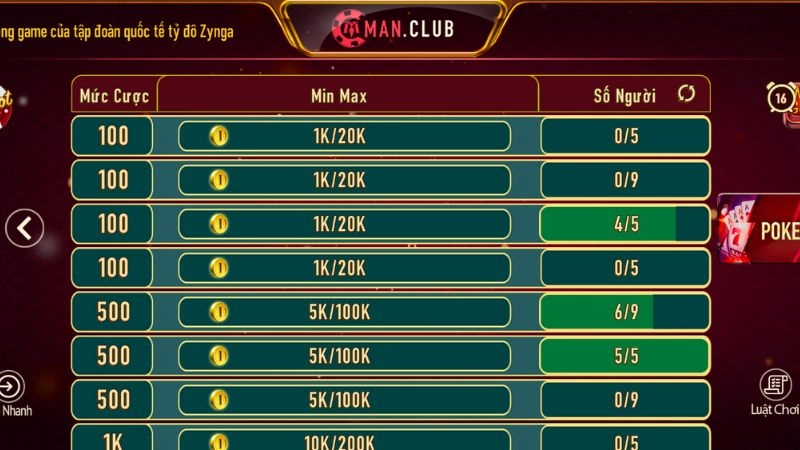 Cách tham gia chơi Poker tại nhà cái Manclub