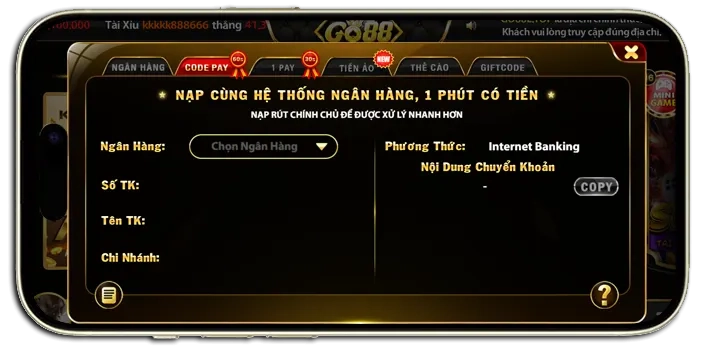 Các Phương Thức Nạp Tiền Vào Go88
