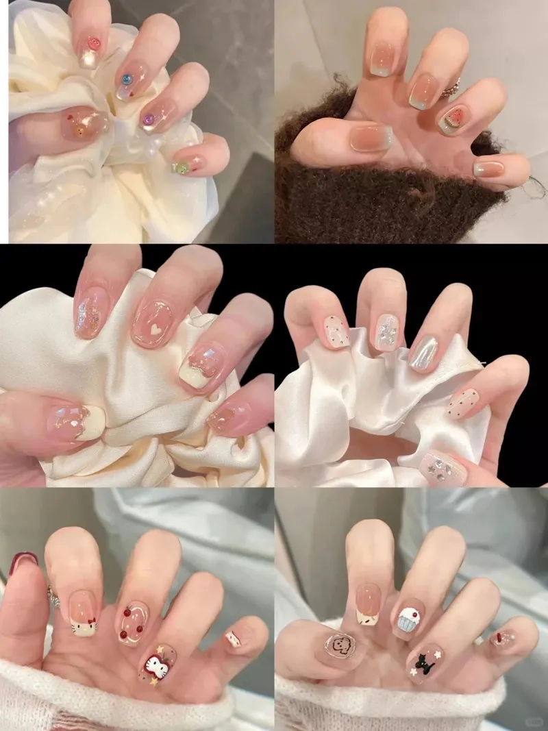 Đẹp nhẹ nhàng với kiểu móng ngắn xinh hợp đi học