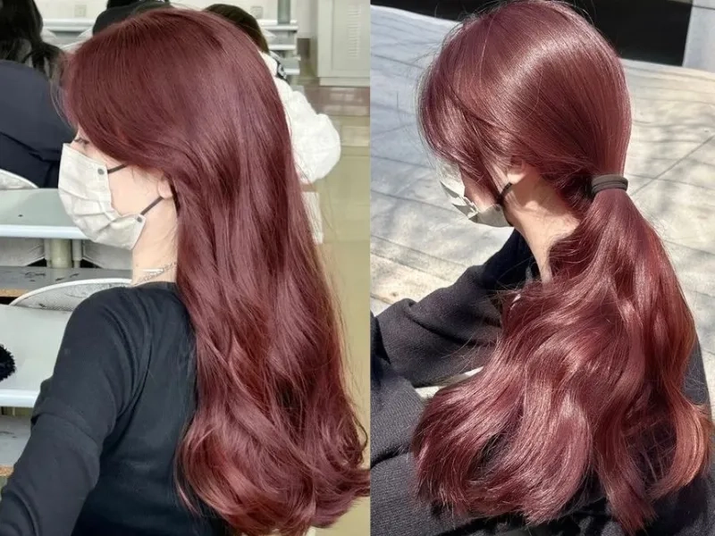 Kiểu tóc đẹp cuốn hút với sắc nhuộm tóc nâu hồng nổi bật