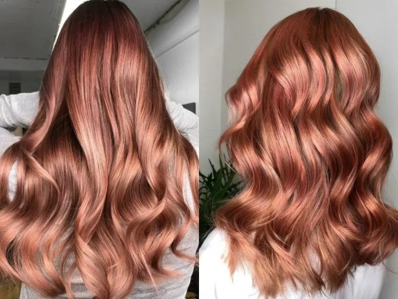 Tóc bạn thêm phần cá tính với sắc tóc màu nâu cam ánh hồng