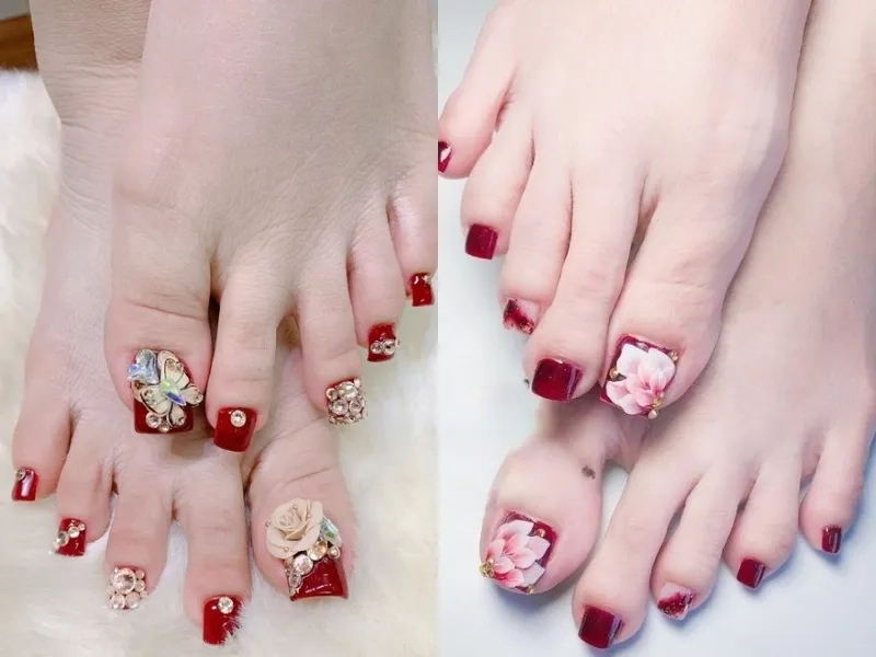 Đơn giản thanh lịch với nail chân đơn giản màu đỏ dễ thương