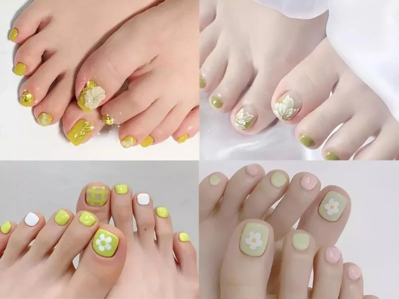 Đậm nét cá tính với nail chân màu xanh bơ ấn tượng