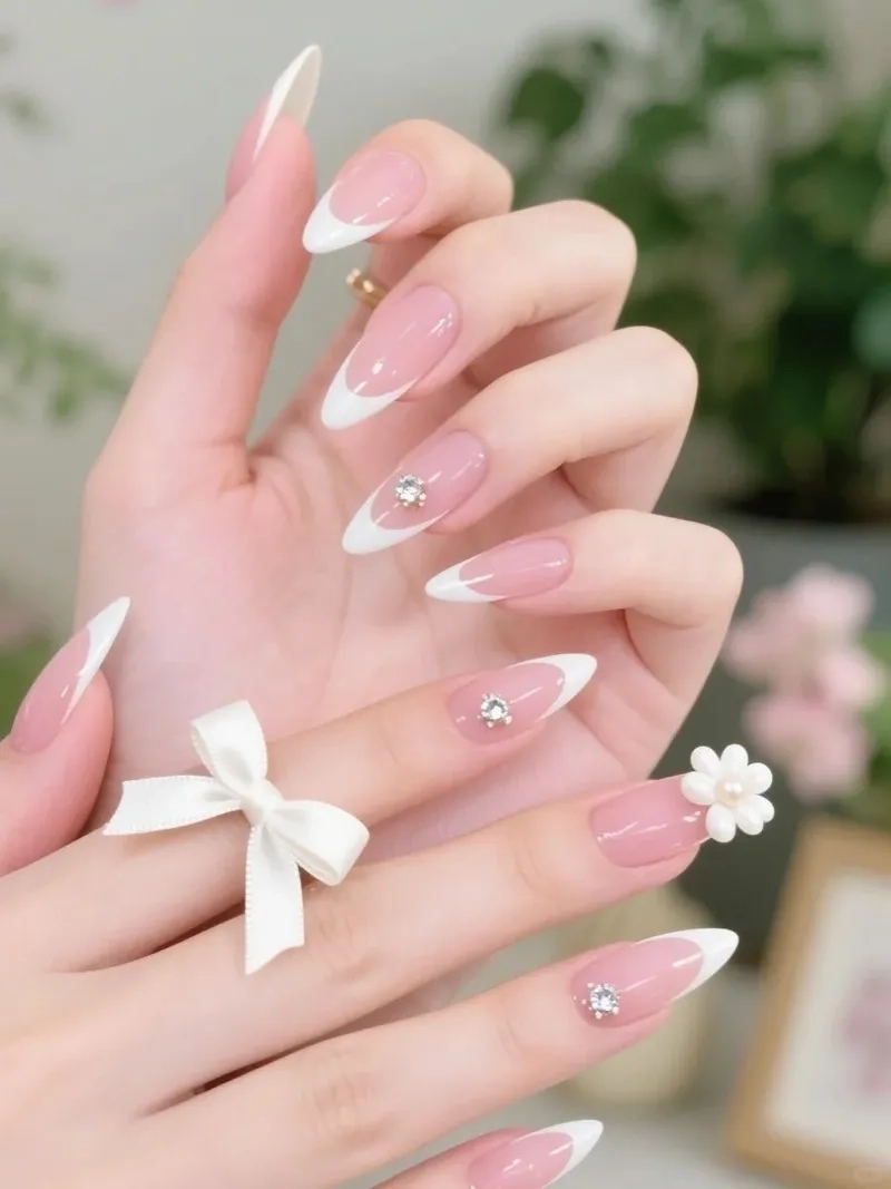 Tỏa sáng với thiết kế độc đáo của mẫu nail viền trắng thanh lịch