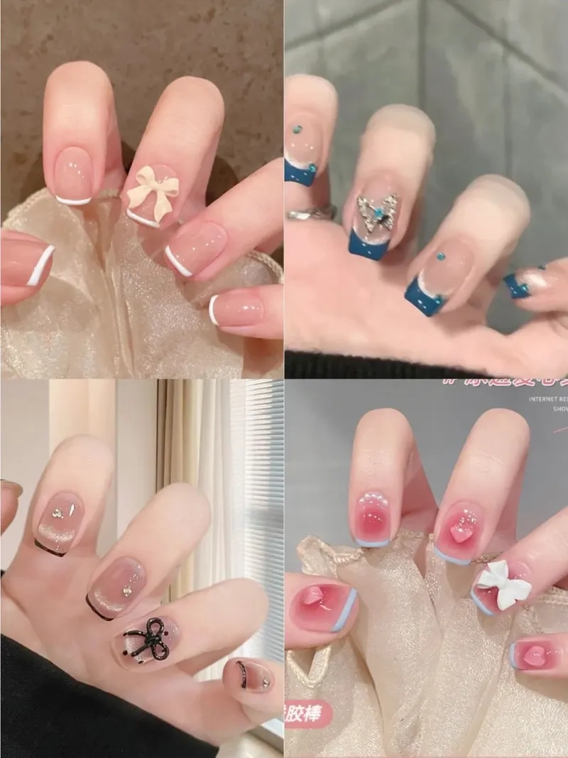 Thanh lịch và tinh tế cùng nail trắng đính nơ