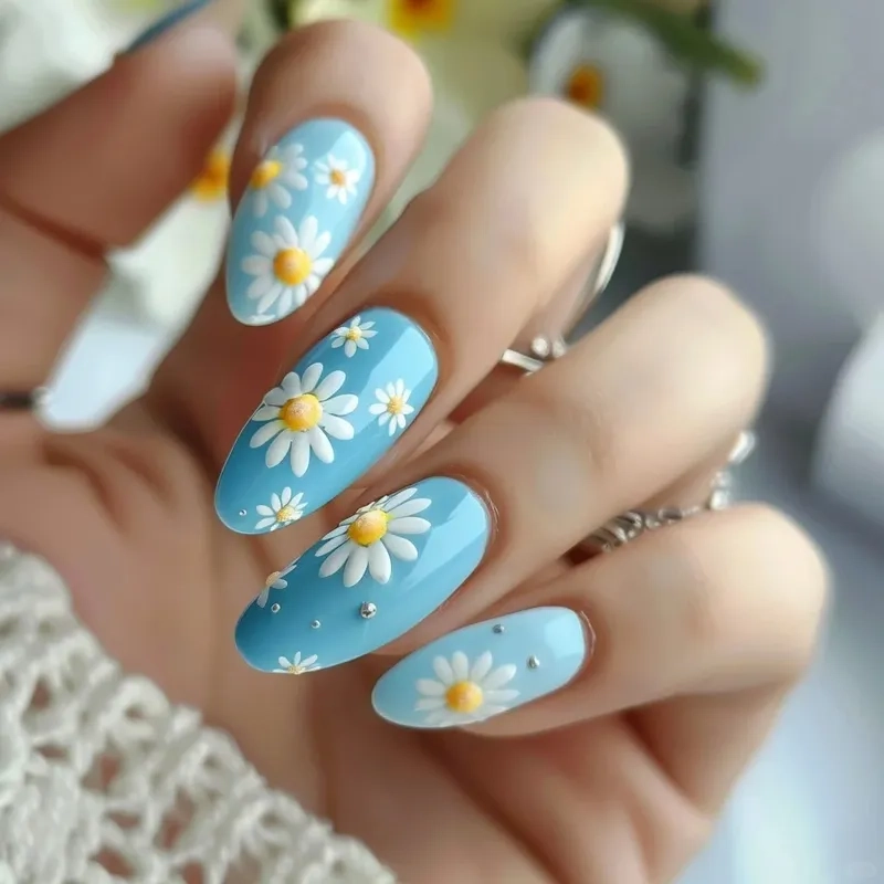Tinh tế trong từng nét vẽ với mẫu vẽ hoa cúc nail xinh xắn