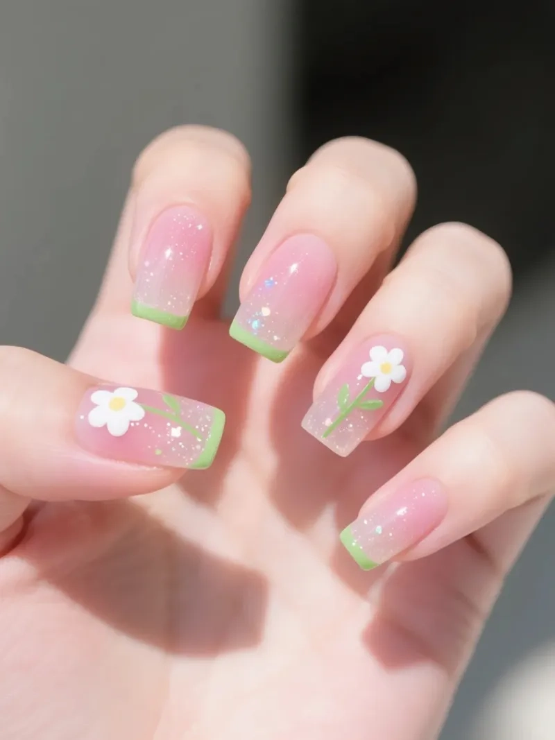 Gây thương nhớ với nail vẽ hoa cúc tinh xảo