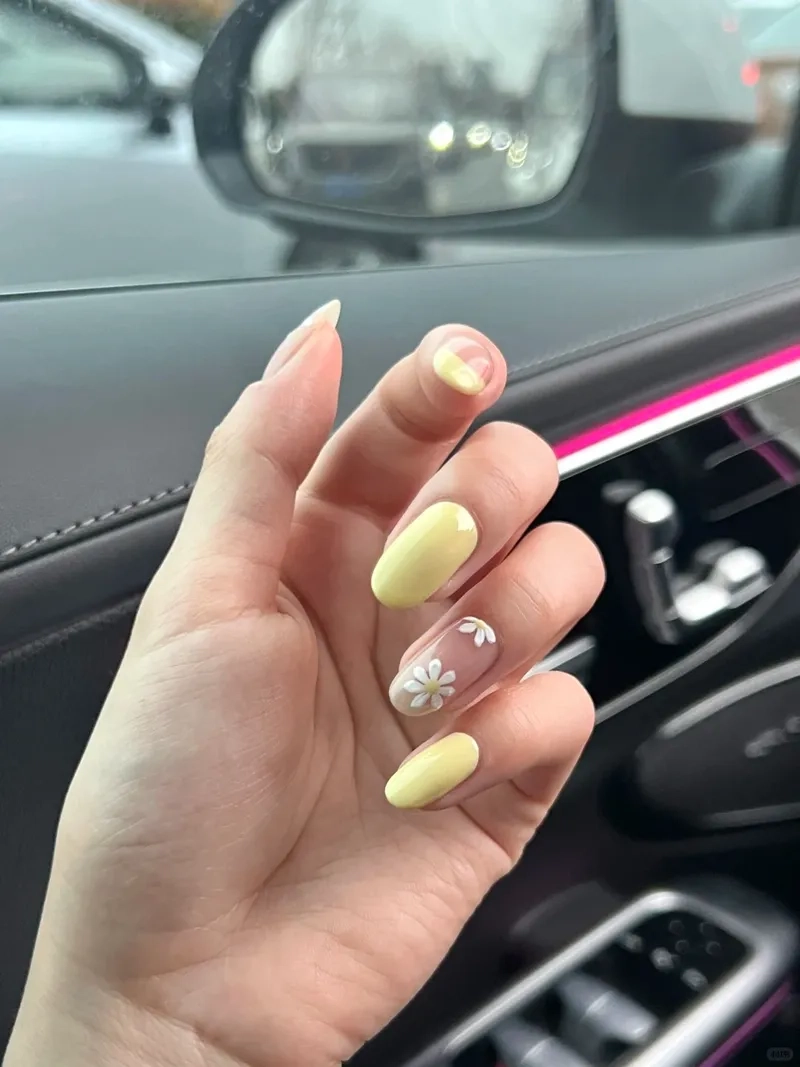 Dịu dàng nữ tính cùng vẽ móng tay hoa cúc tinh tế