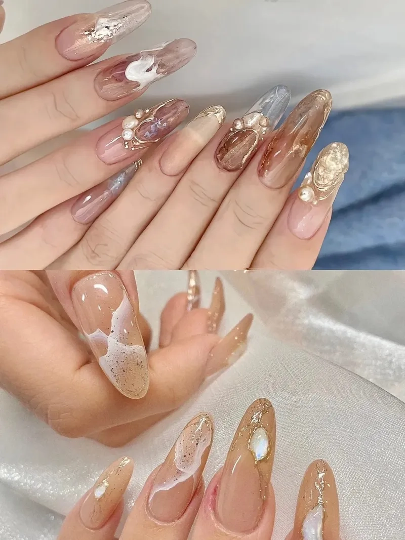 Cực kỳ nổi bật với móng loang vân đá sành điệu