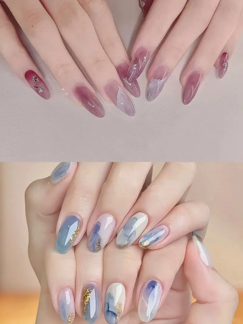 Tươi mới và sáng tạo cùng móng màu loang