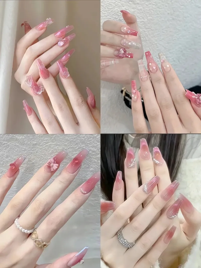 Thời thượng cùng nail thạch hồng đẹp trẻ trung