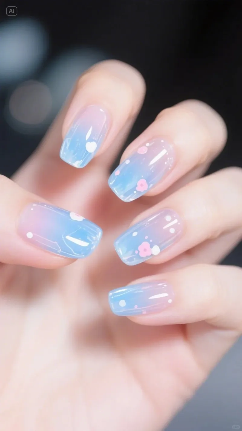 Trẻ trung với nail màu xanh pastel tươi mới