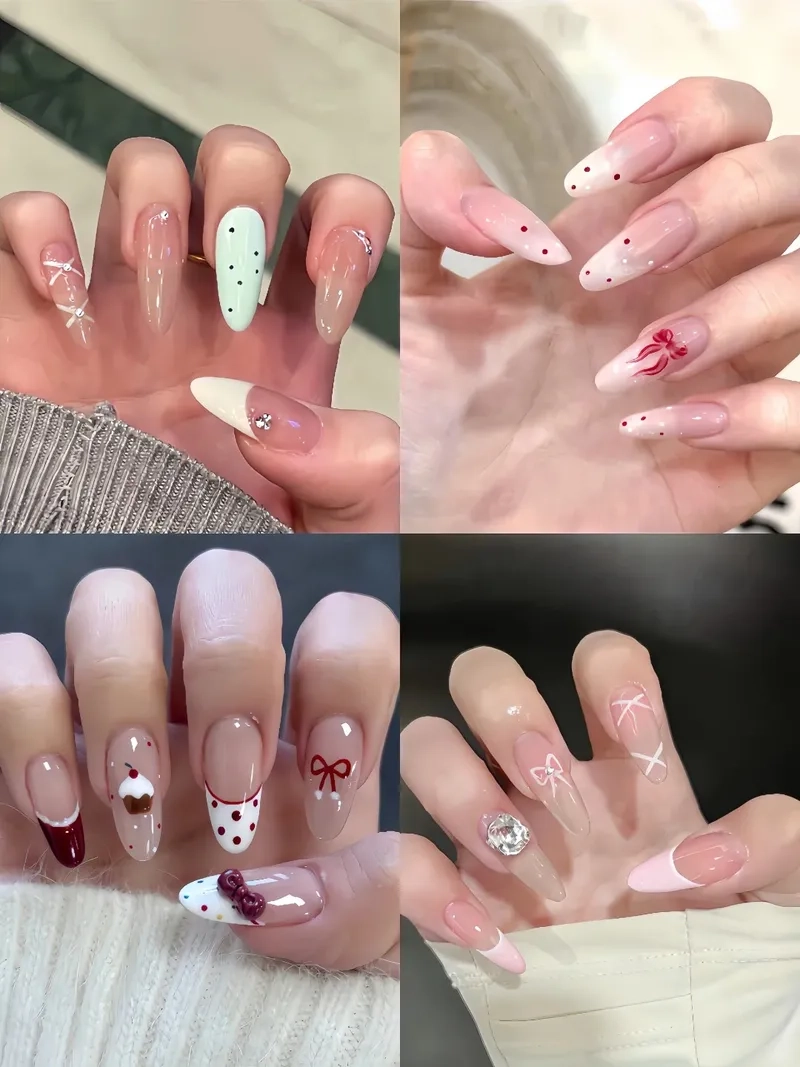 Tinh tế đến từng chi tiết với mẫu móng nhọn tròn