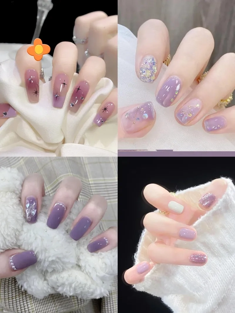 Nails màu tím đa dạng kiểu dáng đẹp mắt thu hút ánh nhìn