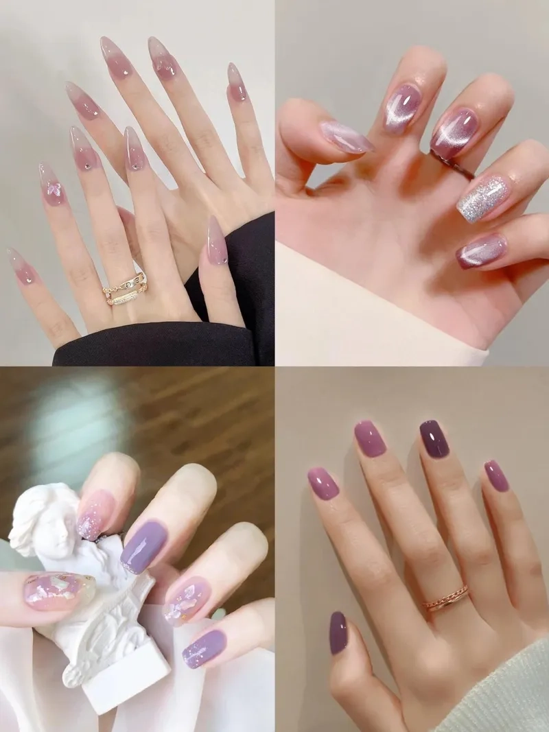 Bộ móng tay màu tím đẹp đẳng cấp làm mê hoặc mọi ánh nhìn