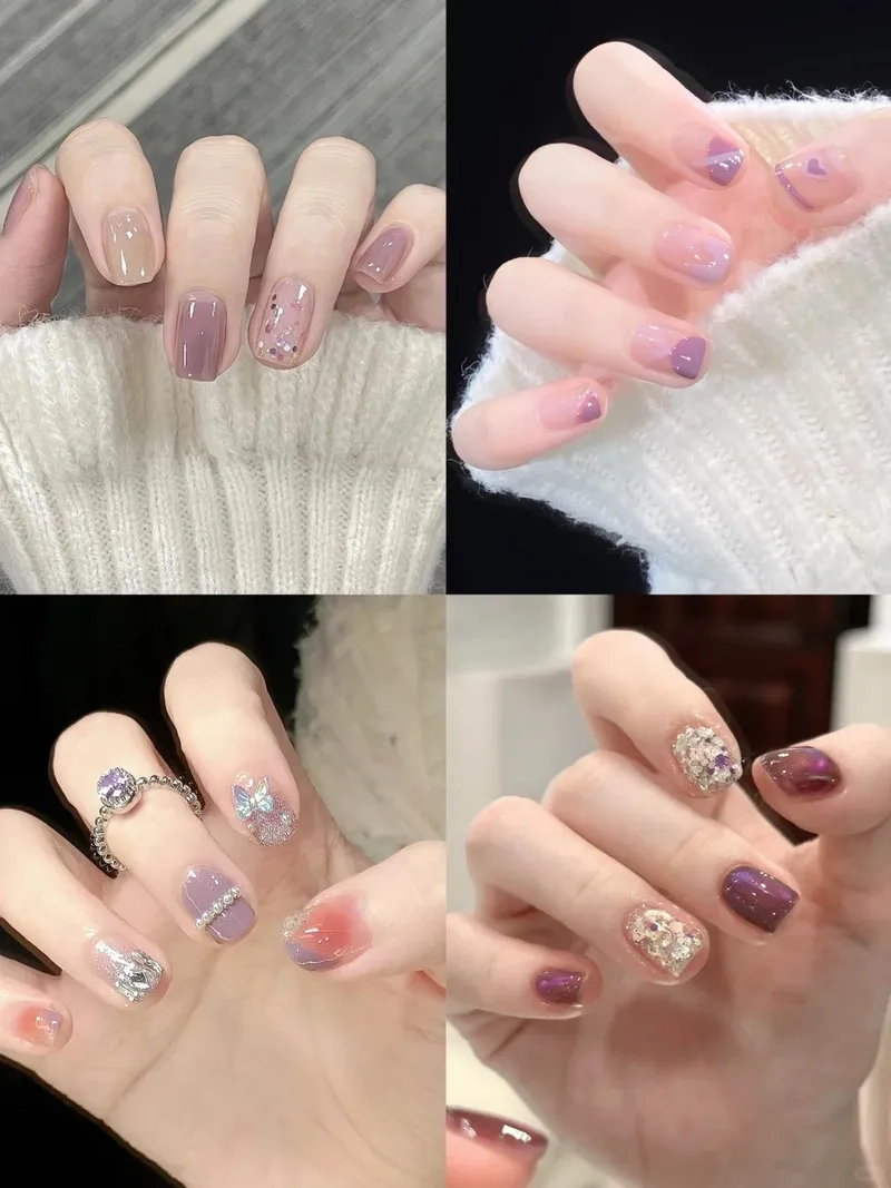 Sơn móng tay màu tím nhạt nhẹ nhàng cuốn hút mọi ánh nhìn