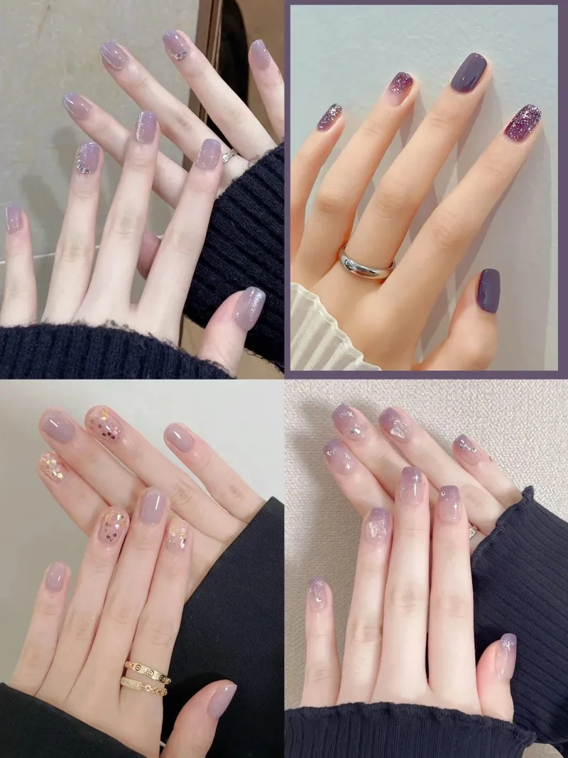 Sơn móng tay màu tím pastel thích hợp với nhiều màu da