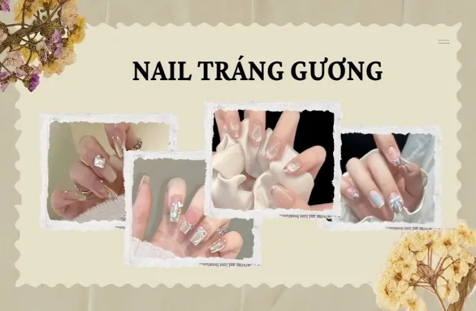 Nail tráng gương phối hợp họa tiết độc đáo ấn tượng