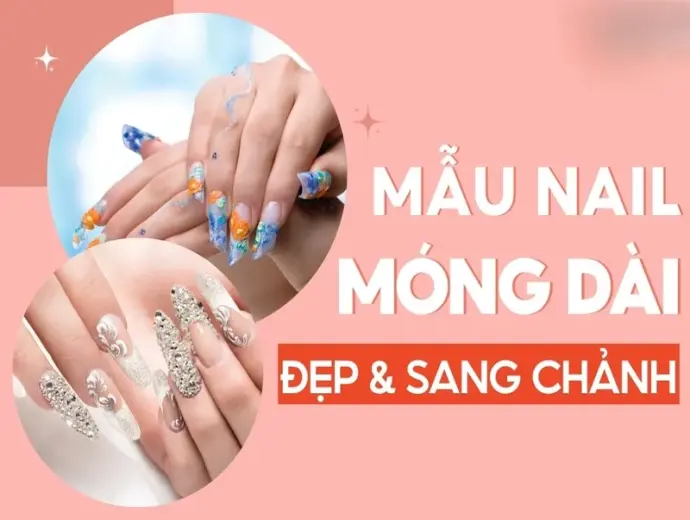 Mẫu nail dài kiểu Hàn Quốc nhẹ nhàng mà cực xinh xắn