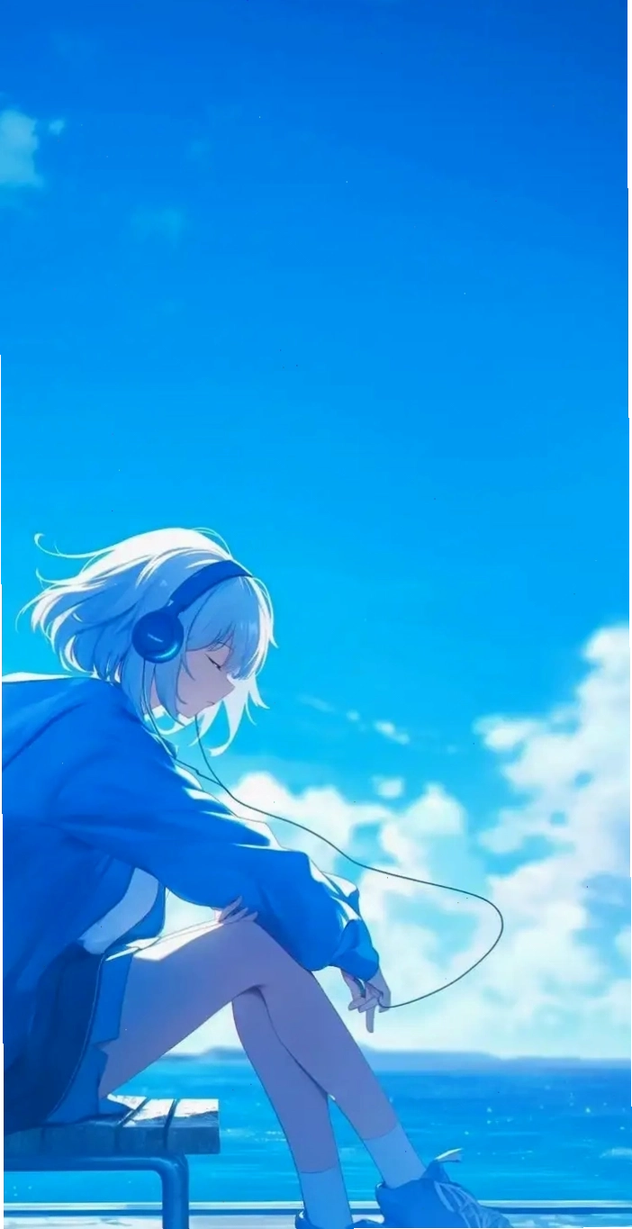 Ảnh anime cô gái với ánh mắt xanh biếc hút hồn