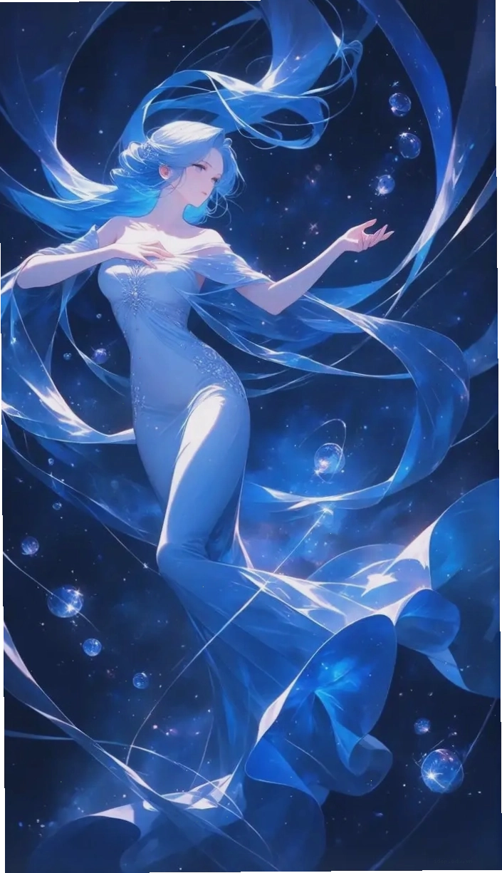 Ảnh anime cô gái với tông màu xanh dương chủ đạo
