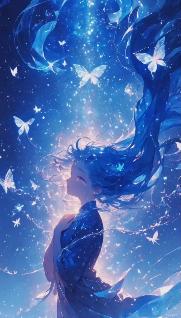 Ảnh anime nam 3D với trang phục xanh dương ấn tượng