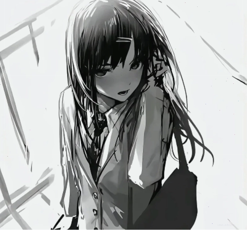 Ảnh anime nữ đen trắng thể hiện cảm xúc chân thật