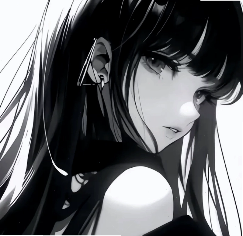 Ảnh anime nữ đen trắng thể hiện sự thanh lịch