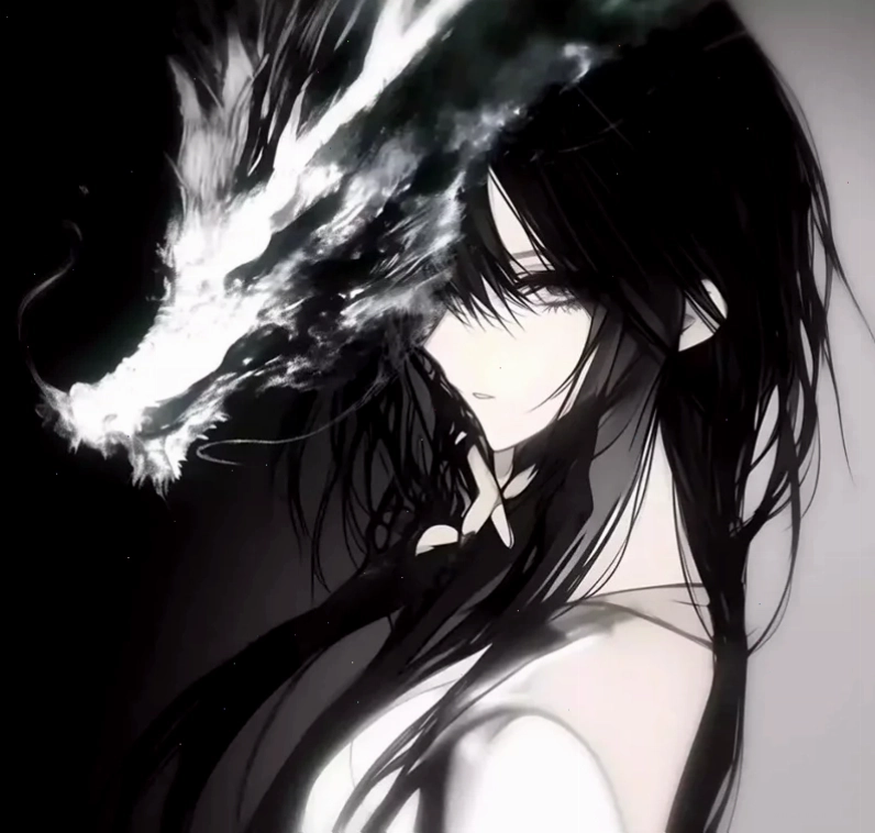 Ảnh anime nữ trắng đen với chi tiết sắc nét