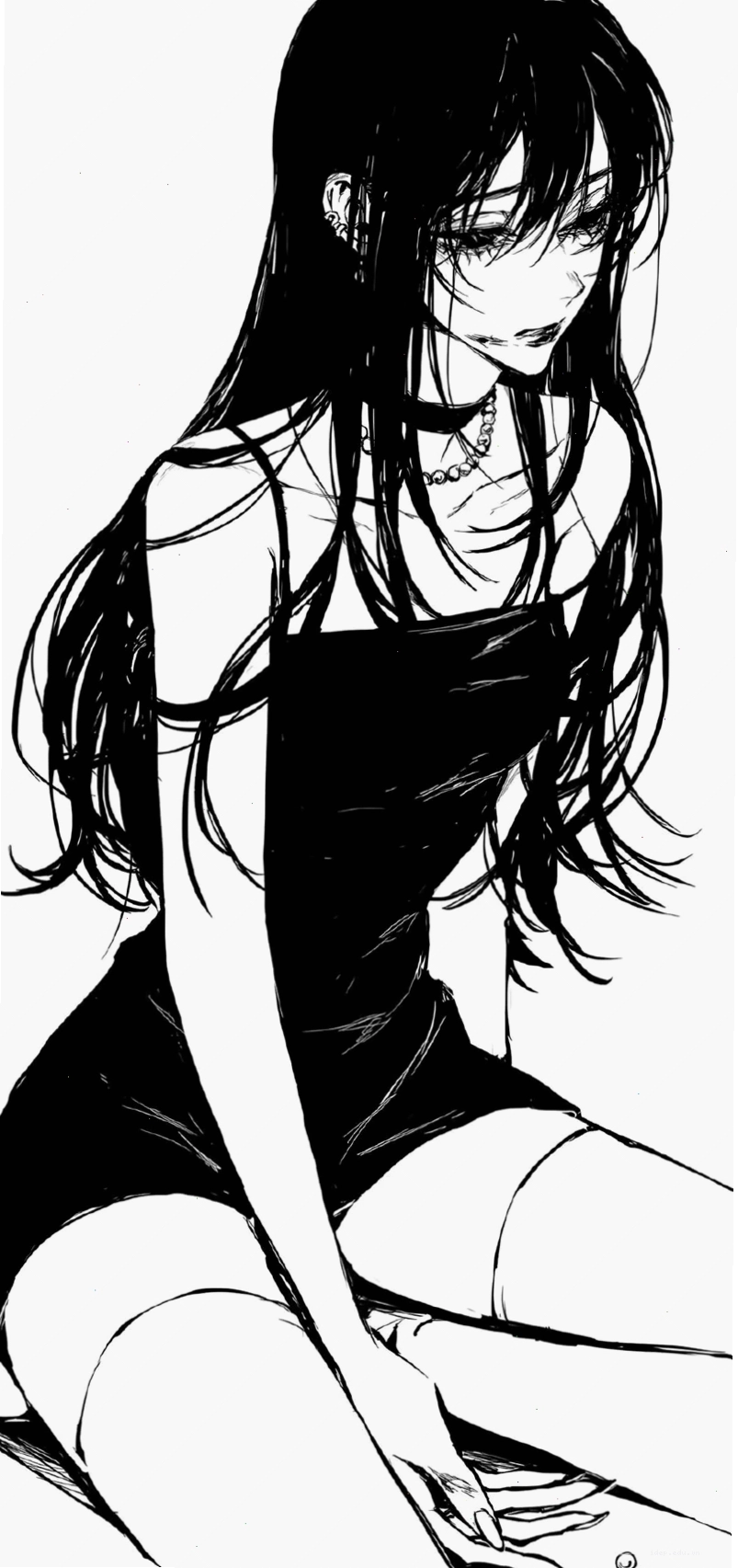 Ảnh anime nữ trắng đen với phong cách độc đáo