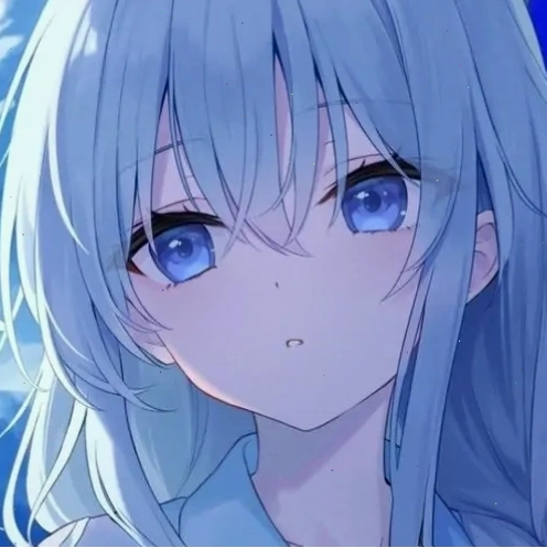 Ảnh avatar thiếu nữ anime tóc xanh nhạt dịu dàng