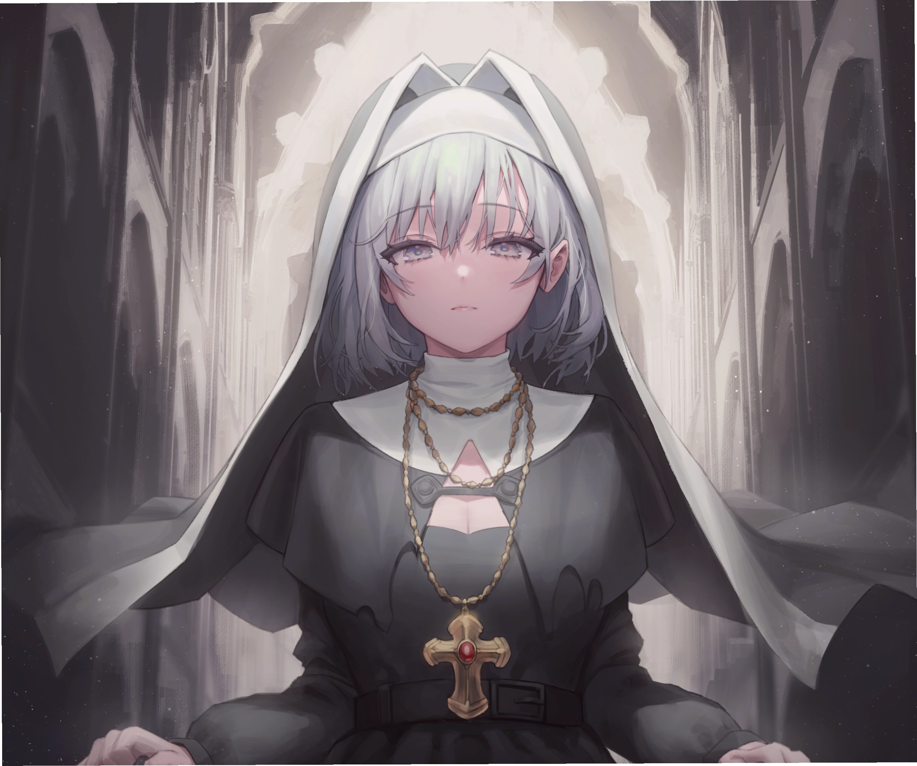 Anime nữ tu với đôi cánh thiên thần