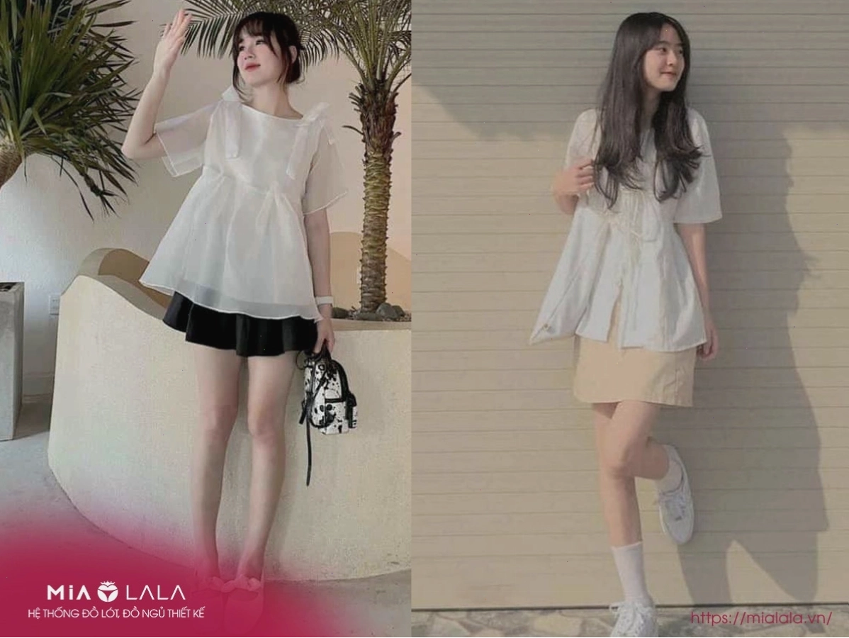 Áo babydoll phối chân váy ngắn cực kỳ dễ thương