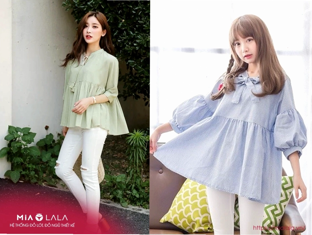 Áo babydoll phối quần skinny tôn dáng cho phái nữ
