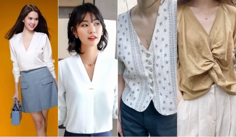 Áo cổ chữ V tạo cảm giác thanh mảnh cho người mập