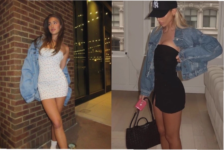 Áo khoác jean nữ phối cùng váy ôm body sexy quyến rũ