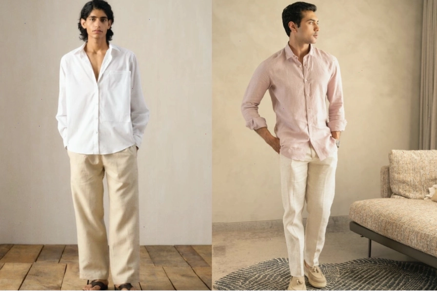 Áo sơ mi kết hợp cùng quần linen tạo sự thanh lịch