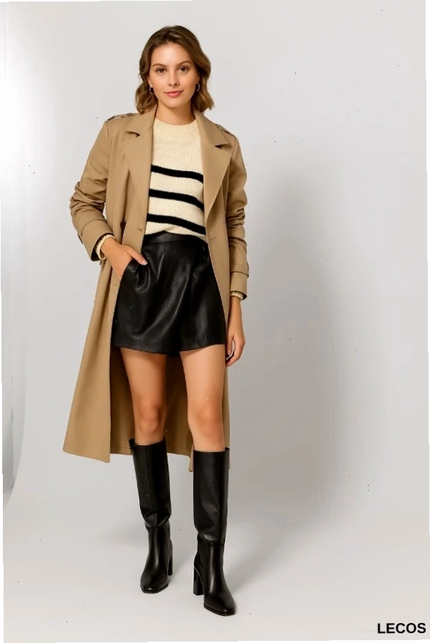 Áo trench coat mix cùng boot cổ cao tạo phong cách thời thượng
