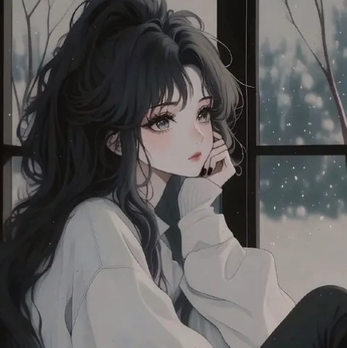 Avatar anime nữ ngầu với vẻ đẹp quyền lực, tóc đen dài