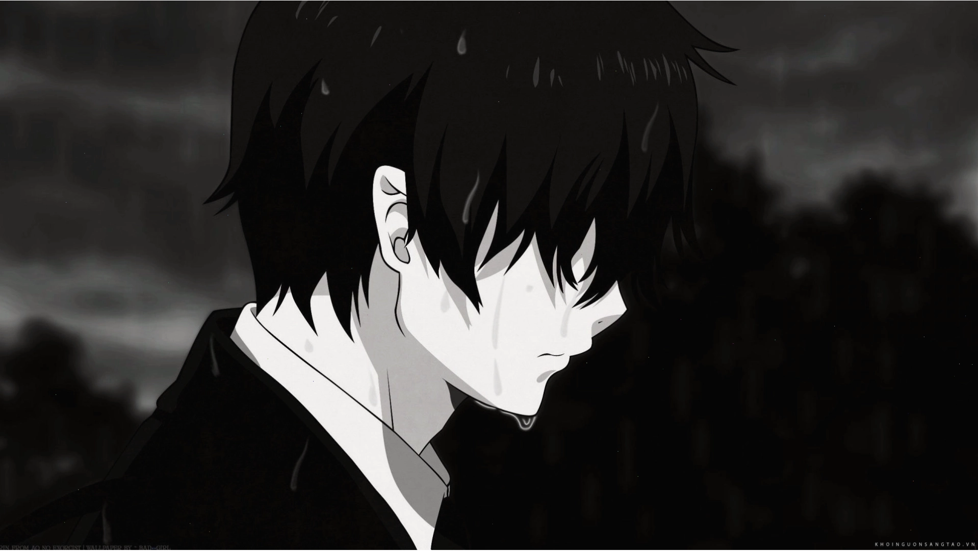 Avatar đen trắng nam phong cách anime đầy cuốn hút