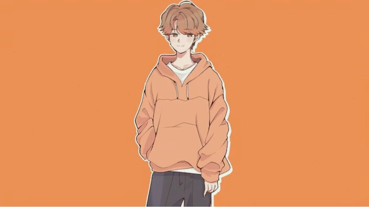 Bản phác thảo trang phục anime nam nhẹ nhàng với áo len và quần jeans phù hợp phong cách đời thường