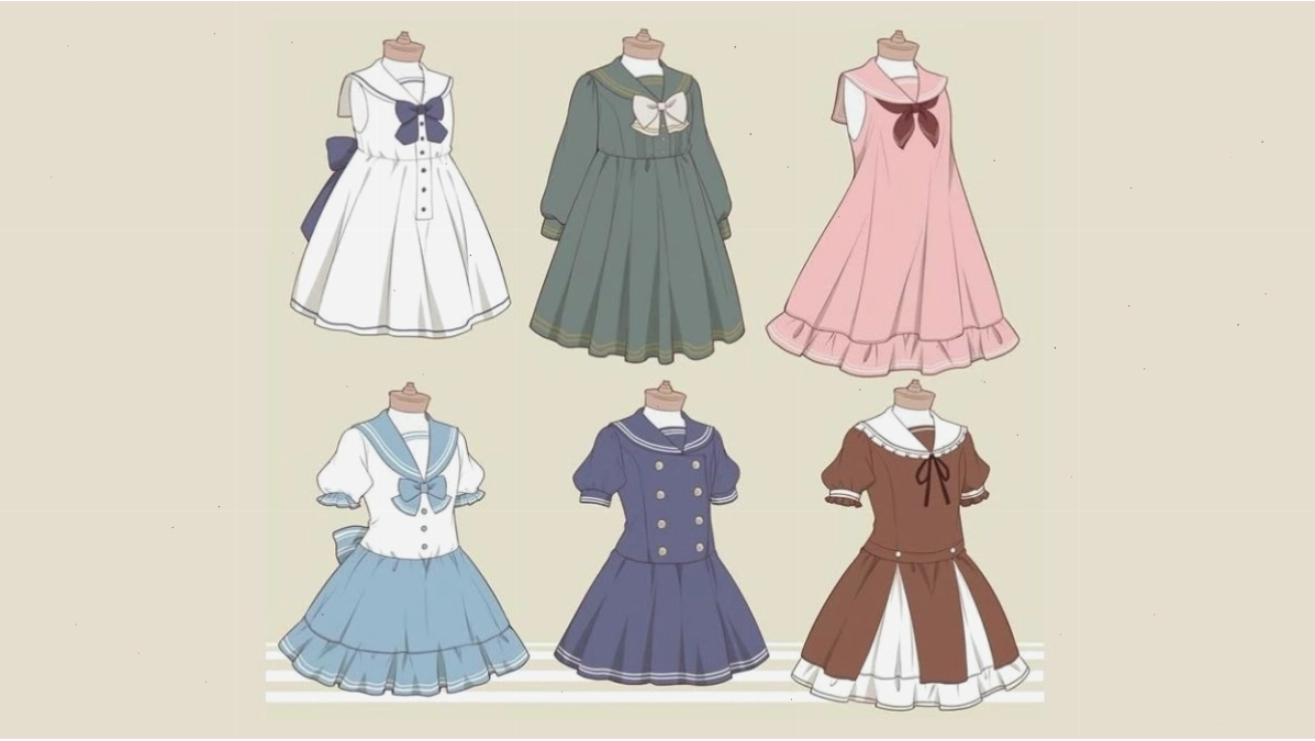 Bản vẽ nhân vật nữ anime với váy xếp ly tinh tế thể hiện kỹ thuật vẽ trang phục anime đẹp mắt