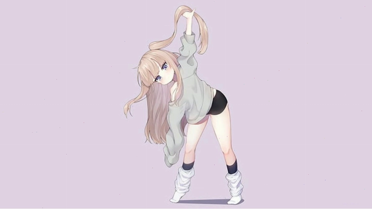 Bản vẽ trang phục anime nữ với áo phông và quần short cơ bản thể hiện phong cách thời trang đơn giản