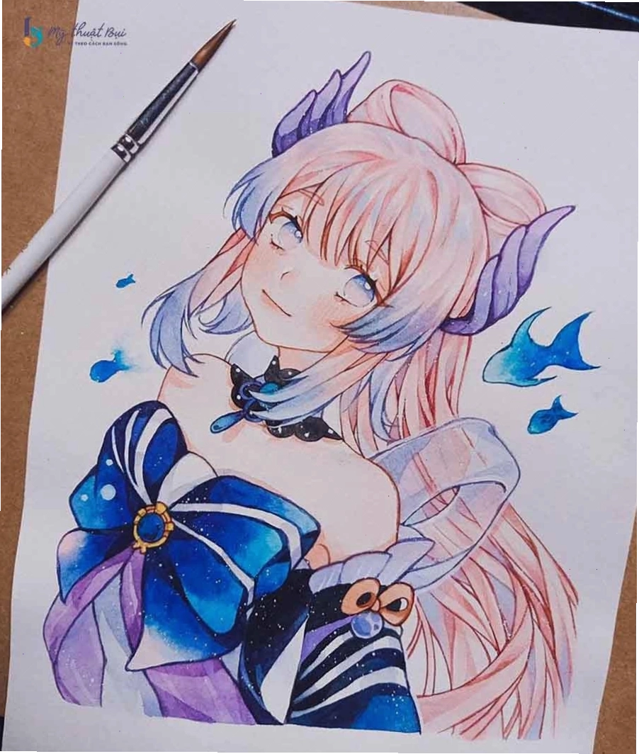 Bức tranh vẽ anime thể hiện sự sinh động và màu sắc ấn tượng