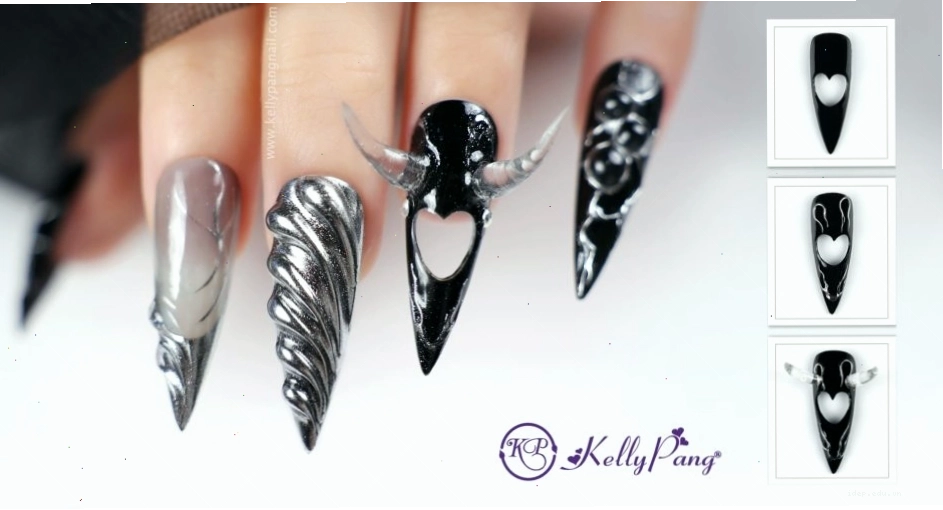Cách Vẽ Nail Cặp Sừng 3D Huyền Bí