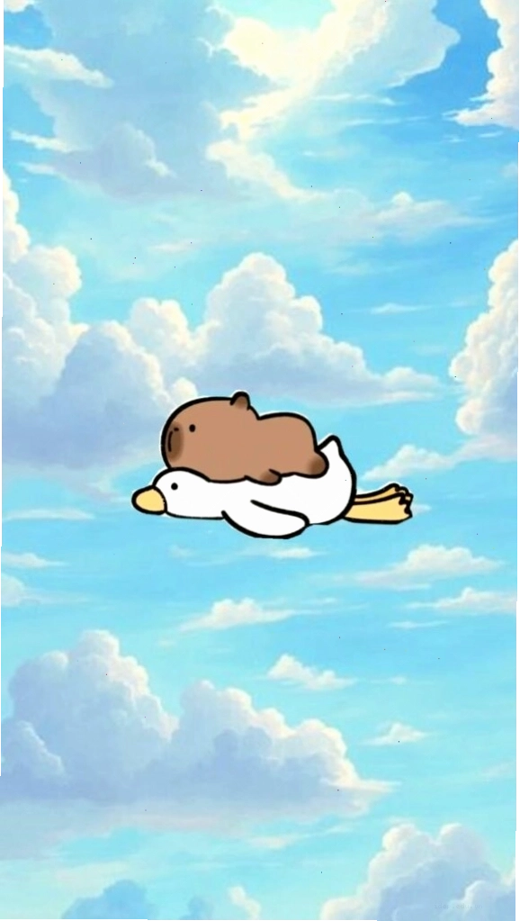 Capybara lướt mây trắng vui vẻ