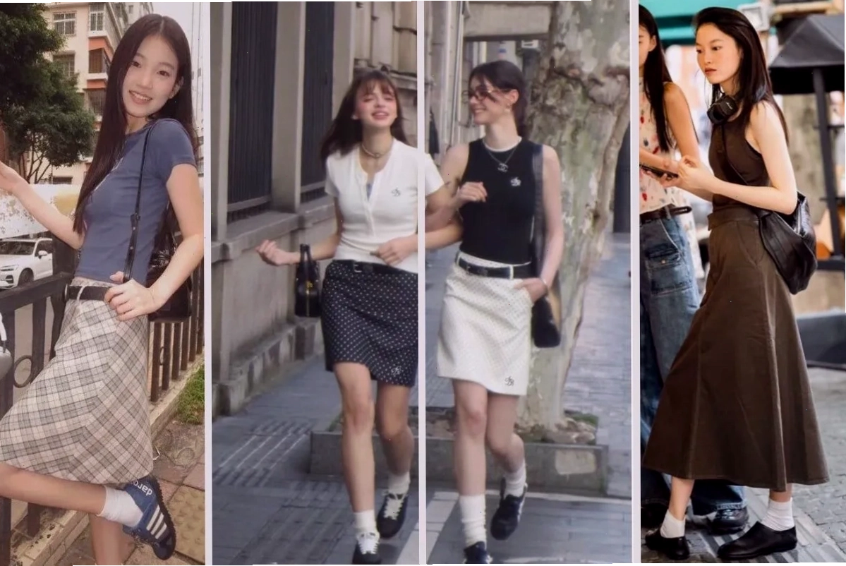 Chân váy midi cá tính, dễ thương khi phối đồ đi học