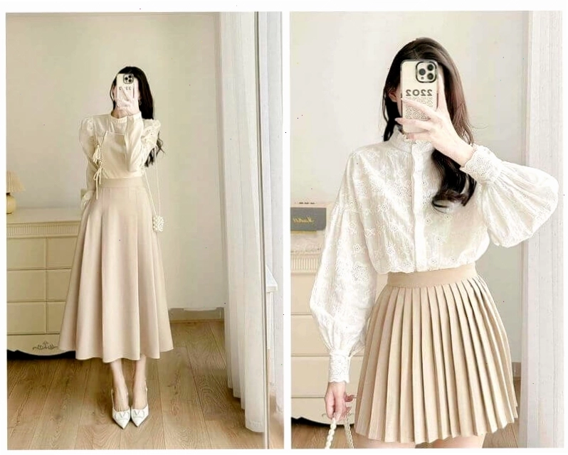 Chân váy xếp ly hoặc váy suông dài cho người mập