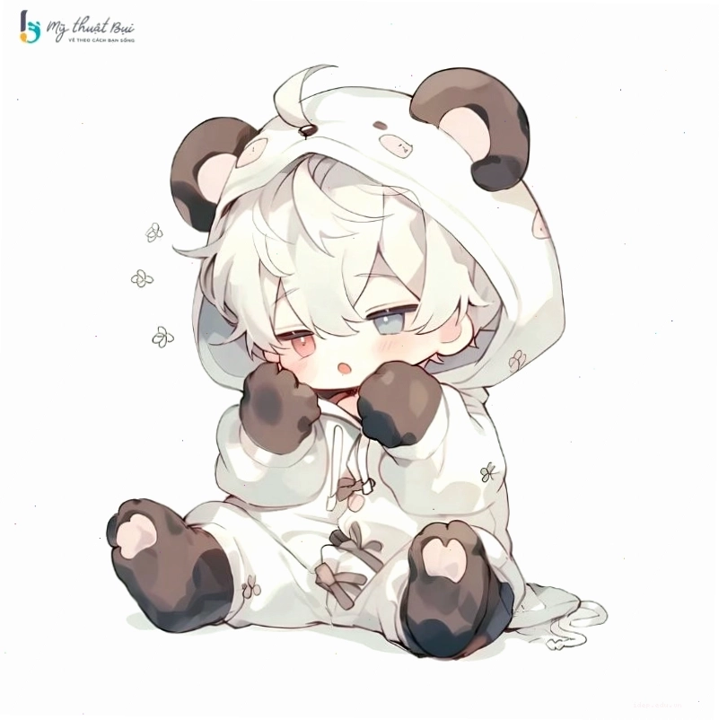 Chàng trai chibi với biểu cảm ngạc nhiên đáng yêu