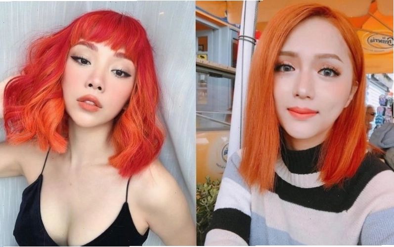 Cô gái nhuộm tóc màu cam neon chói lọi, trông cô ấy rất cá tính